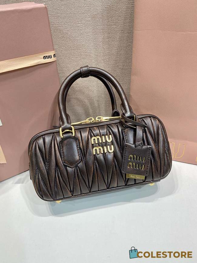 Colestore Miu Miu Arcadie Matelassé Nappa Leather bag Coffee 22x10.5x7.5cm - 1