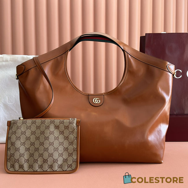 Colestore Gucci Giglio Large Tote Bag in Dark Brown Leather 60×47×16cm - 1