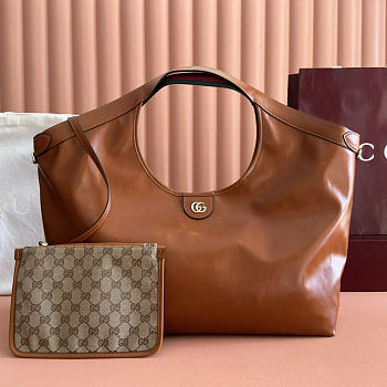 Colestore Gucci Giglio Large Tote Bag in Dark Brown Leather 60×47×16cm