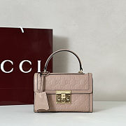 Colestore Gucci Padlock Small Top Handle Bag in Pink Beige GG leather 20x13x8cm - 1