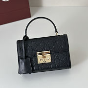 	 Colestore Gucci Padlock Small Top Handle Bag in Black GG leather 20x13x8cm - 5