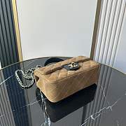 Colestore Chanel Classic Flap Bag in Brown Quilted Suede with Leather Top Handle 20x12x7cm - 6
