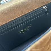 Colestore Chanel Classic Flap Bag in Brown Quilted Suede with Leather Top Handle 20x12x7cm - 3
