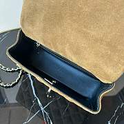Colestore Chanel Classic Flap Bag in Brown Quilted Suede with Leather Top Handle 20x12x7cm - 2