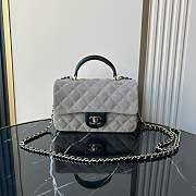Colestore Chanel Classic Flap Bag in Grey Quilted Suede with Leather Top Handle 20x12x7cm - 1