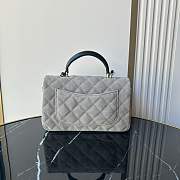 Colestore Chanel Classic Flap Bag in Grey Quilted Suede with Leather Top Handle 20x12x7cm - 6