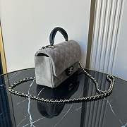 Colestore Chanel Classic Flap Bag in Grey Quilted Suede with Leather Top Handle 20x12x7cm - 5