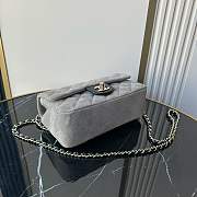 Colestore Chanel Classic Flap Bag in Grey Quilted Suede with Leather Top Handle 20x12x7cm - 4
