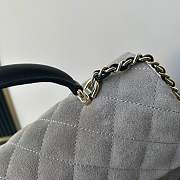 Colestore Chanel Classic Flap Bag in Grey Quilted Suede with Leather Top Handle 20x12x7cm - 3