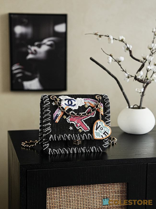 Colestore Chanel Black Denim 2.55 Night Flight Mademoiselle Flap bag 21x17x6cm - 1