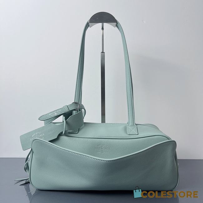 Colestore Balenciaga Carrie Bowling Small Leather Shoulder bag in Mineral Green 31x12x12cm - 1