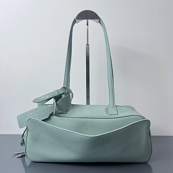 Colestore Balenciaga Carrie Bowling Small Leather Shoulder bag in Mineral Green 31x12x12cm