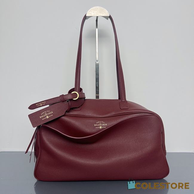 Colestore Balenciaga Bowling Carrie Leather Shoulder bag in Dark Burgundy 36x16x18.7cm - 1