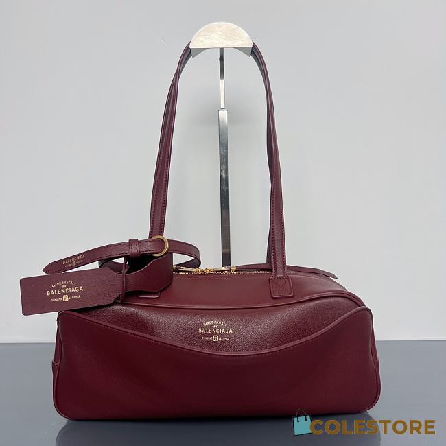	 Colestore Balenciaga Carrie Bowling Small Leather Shoulder bag in Dark Burgundy 31x12x12cm - 1
