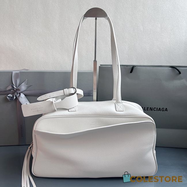Colestore Balenciaga Bowling Carrie Leather Shoulder bag in White 36x16x18.7cm - 1