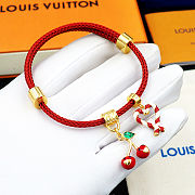 Colestore Louis Vuitton Bracelet with A Red Strap and Cherry and Candy-Cane Charms - 5