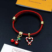 Colestore Louis Vuitton Bracelet with A Red Strap and Cherry and Candy-Cane Charms - 3