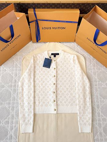 Colestore Louis Vuitton Monogram Brushed Knit Cardigan Beige