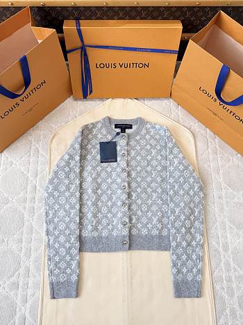 Colestore Louis Vuitton Monogram Brushed Knit Cardigan Gray