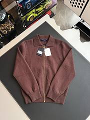 Colestore Louis Vuitton Monogram Embossed Zip-Up Knit Cardigan Brown - 1