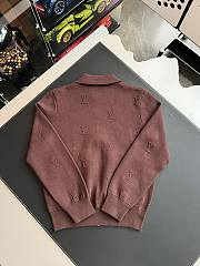 Colestore Louis Vuitton Monogram Embossed Zip-Up Knit Cardigan Brown - 4