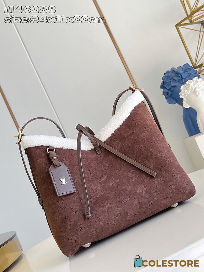 Colestore Louis Vuitton CarryAll PM Mahina Leather Dark Brown 34 x 11 x 22cm - 1