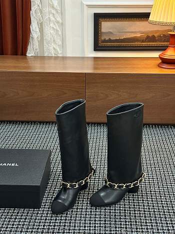 Colestore Chanel High Boots Lambskin & Grosgrain, Black
