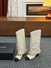Colestore Chanel High-top boots Lambskin & Grosgrain Ivory & Black - 1