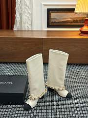 Colestore Chanel High-top boots Lambskin & Grosgrain Ivory & Black - 6