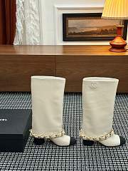 Colestore Chanel High-top boots Lambskin & Grosgrain Ivory & Black - 5