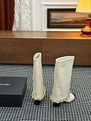 Colestore Chanel High-top boots Lambskin & Grosgrain Ivory & Black - 3