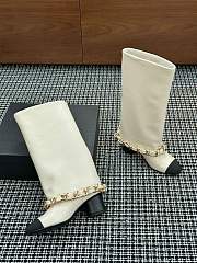 Colestore Chanel High-top boots Lambskin & Grosgrain Ivory & Black - 2