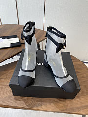 Colestore Chanel Low-Cut Boots Mesh Fabric & Synthetic Fiber Black & White - 1