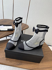 Colestore Chanel Low-Cut Boots Mesh Fabric & Synthetic Fiber Black & White - 5