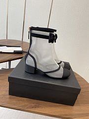 Colestore Chanel Low-Cut Boots Mesh Fabric & Synthetic Fiber Black & White - 3