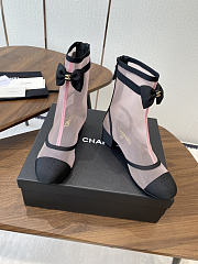 Colestore Chanel Low-Cut Boots Mesh Fabric & Synthetic Fiber Light Pink & Black - 1
