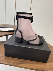 Colestore Chanel Low-Cut Boots Mesh Fabric & Synthetic Fiber Light Pink & Black - 4