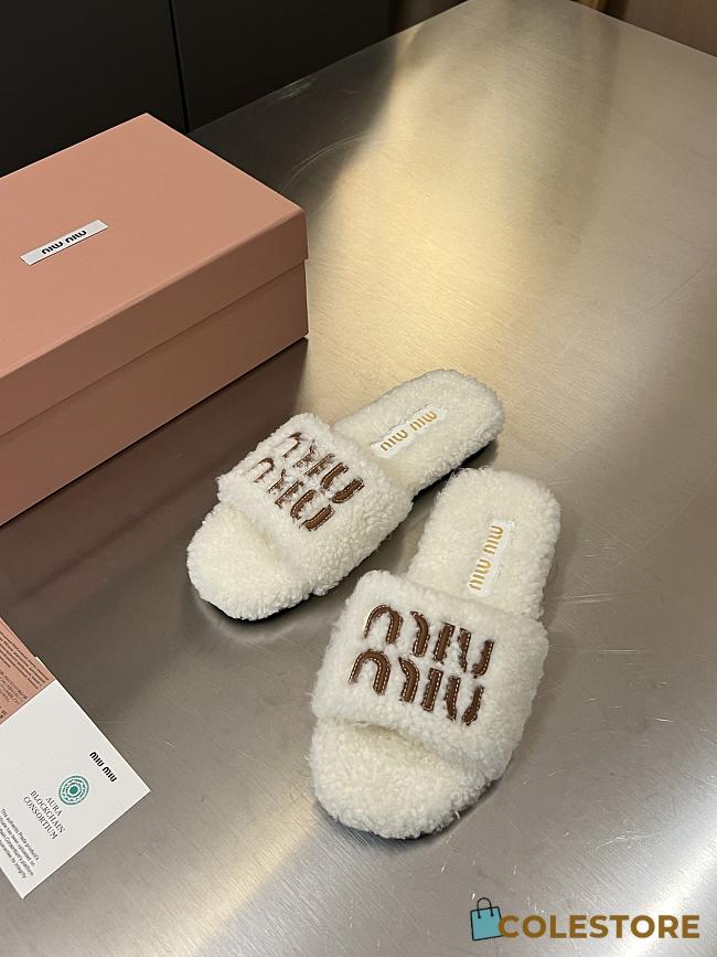 Colestore Miu Miu Shearling slides Natural  - 1