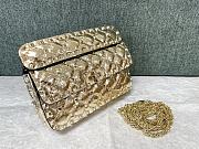Colestore Valentino Rockstud Spike Gold Metallic Patent Leather 20x6x12cm - 2