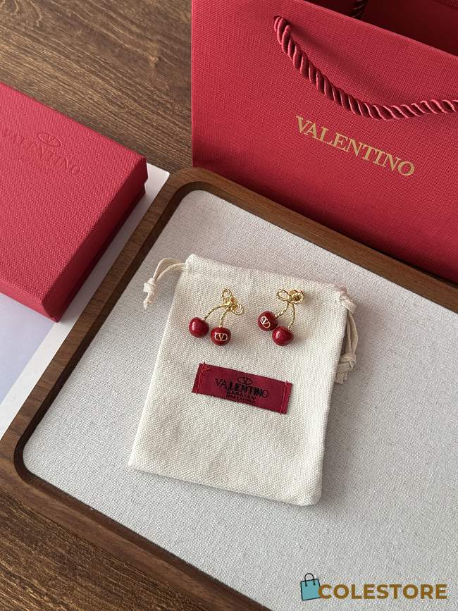 Colestore Valentino Cherryfic Metal And Enamel Earrings - 1