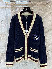 Colestore Chanel Sweater Cashmere & Cotton  Navy Blue, Light Yellow & Burgundy - 1