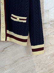 Colestore Chanel Sweater Cashmere & Cotton  Navy Blue, Light Yellow & Burgundy - 6