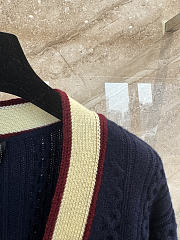 Colestore Chanel Sweater Cashmere & Cotton  Navy Blue, Light Yellow & Burgundy - 5