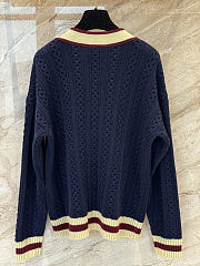 Colestore Chanel Sweater Cashmere & Cotton  Navy Blue, Light Yellow & Burgundy - 4