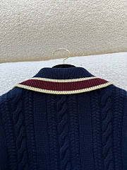 Colestore Chanel Cardigan Cashmere & Cotton  Navy Blue, Light Yellow & Burgundy - 6