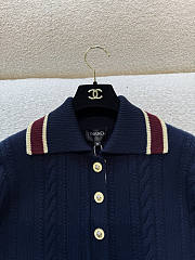 Colestore Chanel Cardigan Cashmere & Cotton  Navy Blue, Light Yellow & Burgundy - 5