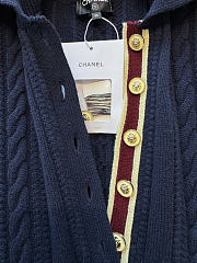 Colestore Chanel Cardigan Cashmere & Cotton  Navy Blue, Light Yellow & Burgundy - 4