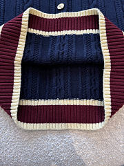 Colestore Chanel Cardigan Cashmere & Cotton  Navy Blue, Light Yellow & Burgundy - 3