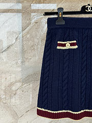 Colestore Chanel Short Skirt  Cashmere & Cotton  Navy Blue, Light Yellow & Burgundy - 6