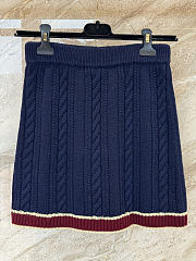 Colestore Chanel Short Skirt  Cashmere & Cotton  Navy Blue, Light Yellow & Burgundy - 3